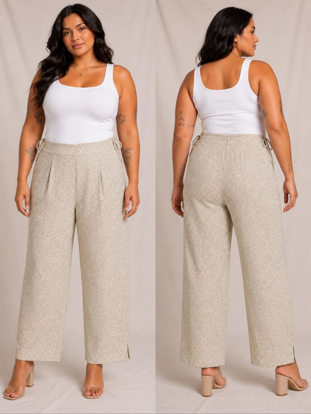🥬 Vintage Tri Spirit Textured Wide-Leg Pants – Size Medium